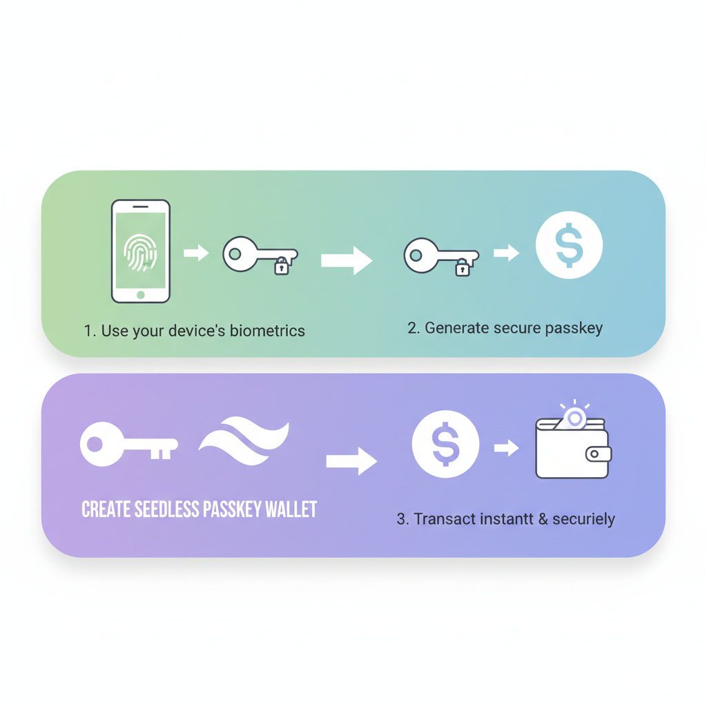 simple UI button for creating seedless Solana passkey wallet